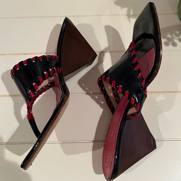 Kate Spade RARE Black and Red Whipstitch Architectural Sandals Sz 6 - Picture 11 of 15